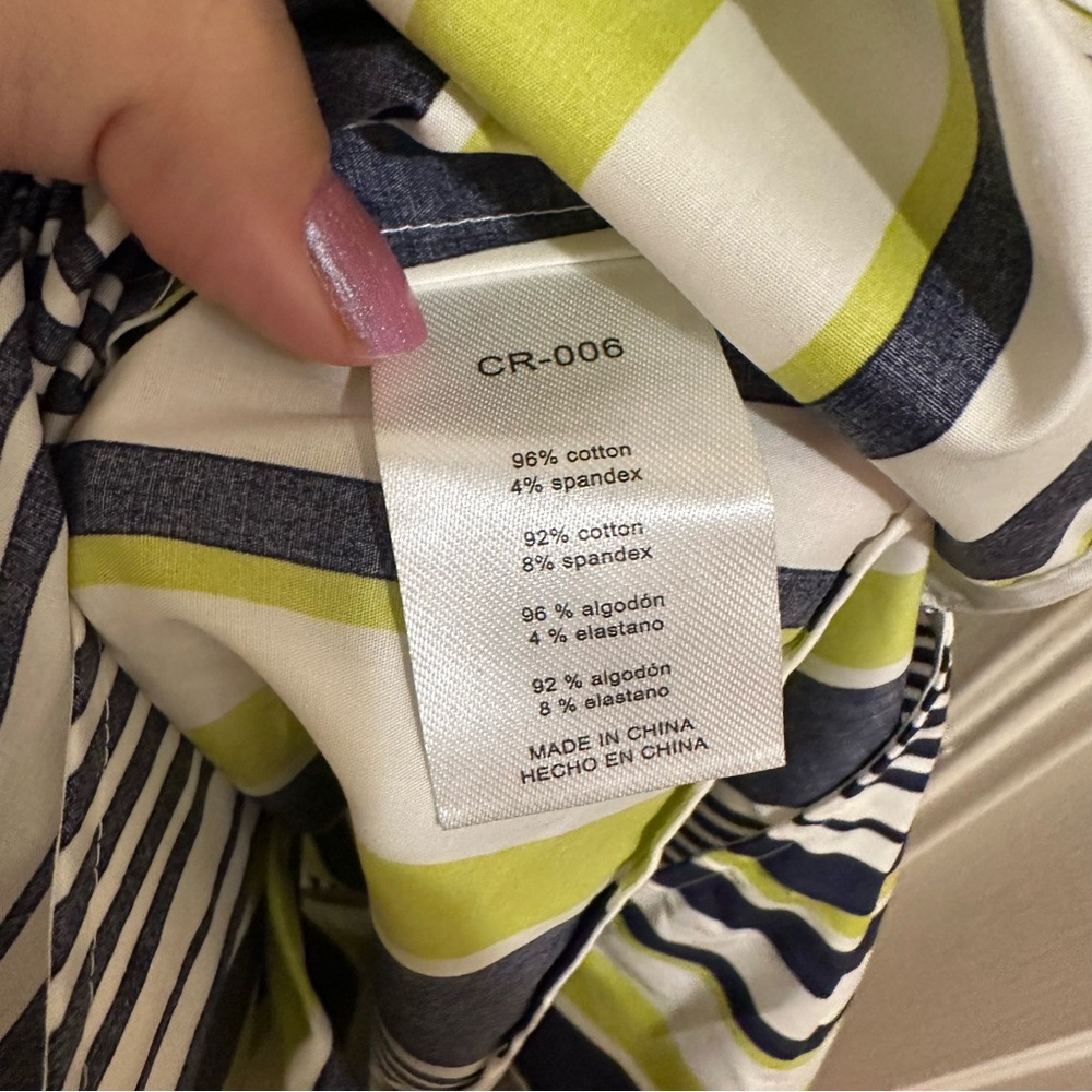 CARLA ROCKMORE Striped Maxi Dress in Navy and Lime w/ Belt - Picture 8 of 10